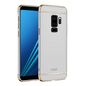 Handy H�lle Schutz Case f�r Samsung Galaxy S9 Plus Bumper 3 in 1 Cover Chrom Etui Blau