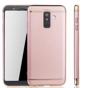 Handy Hlle Schutz Case fr Samsung Galaxy A6 Plus 2018 Bumper 3 in 1 Cover Chrom Rose Gold