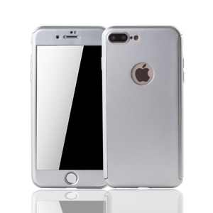 Handyh�lle Schutzh�lle f�r Apple iPhone 8 Plus Full Case Cover Displayschutz 360 Silber