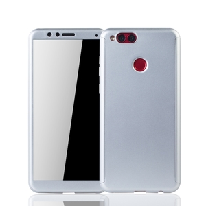 Handyh�lle Schutzh�lle f�r Huawei Honor 7X Full Case Cover Displayschutz 360 Silber