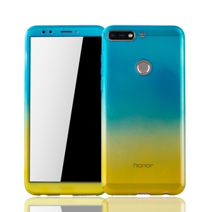 Handyh�lle Schutzh�lle f�r Huawei Honor 7C Full Case Cover Displayschutz 360 Gelb
