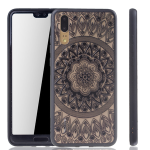 Handy H�lle Mandala f�r Huawei P20 Design Case Schutzh�lle Motiv Kreis Cover Tasche Bumper Schwarz