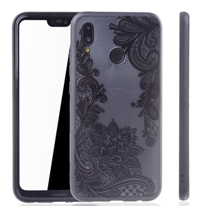 Handy H�lle Mandala f�r Huawei P20 Lite Design Case Schutzh�lle Motiv Bl�te Cover Tasche Bumper Schwarz