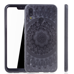 Handy H�lle Mandala f�r Huawei P20 Lite Design Case Schutzh�lle Motiv Kreis Cover Tasche Bumper Schwarz