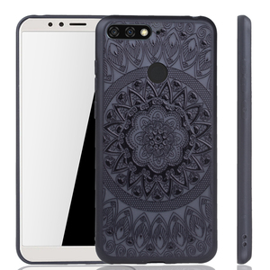 Handy H�lle Mandala f�r Huawei Y6 2018 Design Case Schutzh�lle Motiv Kreis Cover Tasche Bumper Schwarz