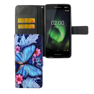 Handyh�lle Tasche f�r Handy Nokia 2.1 2018 Blauer Schmetterling