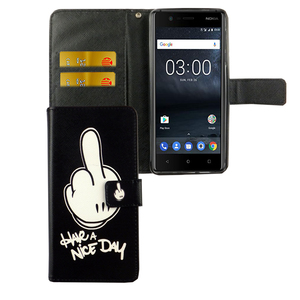 Handyhlle Tasche fr Handy Nokia 3.1 2018 Have A Nice Day Schwarz