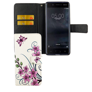 Handyh�lle Tasche f�r Handy Nokia 5.1 2018 Lotusblume