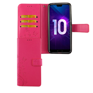 Huawei Honor 10 Handy H�lle Schutz-Tasche Cover Flip-Case Kartenfach Pink