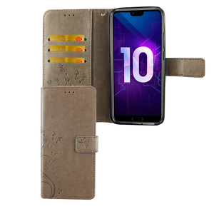 Huawei Honor 10 Handy H�lle Schutz-Tasche Cover Flip-Case Kartenfach Grau