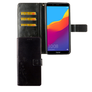 Huawei Honor 7C Handy H�lle Schutz-Tasche Cover Flip-Case Kartenfach Schwarz