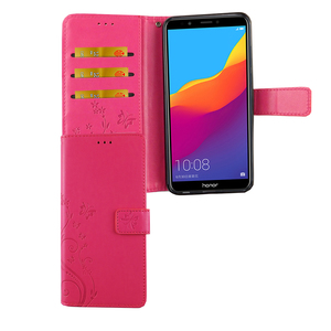 Huawei Honor 7C Handy H�lle Schutz-Tasche Cover Flip-Case Kartenfach Pink