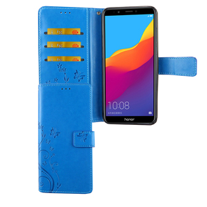 Huawei Honor 7C Handy H�lle Schutz-Tasche Cover Flip-Case Kartenfach Blau