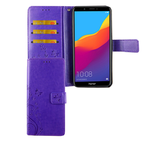 Huawei Honor 7C Handy H�lle Schutz-Tasche Cover Flip-Case Kartenfach Violett
