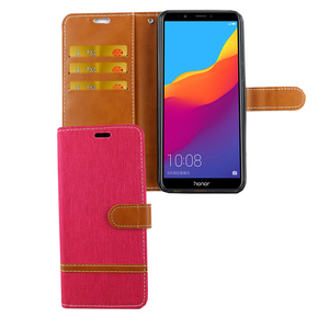 Huawei Honor 7C Handy H�lle Schutz-Tasche Case Cover Kartenfach Etui Wallet Pink