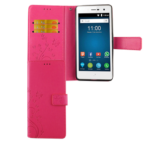 ZTE Blade L7 Handy Hlle Schutz-Tasche Cover Flip-Case Kartenfach Pink