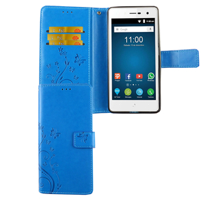 ZTE Blade L7 Handy H�lle Schutz-Tasche Cover Flip-Case Kartenfach Blau