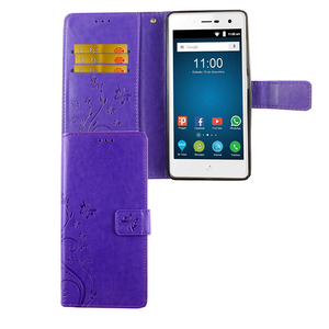 ZTE Blade L7 Handy H�lle Schutz-Tasche Cover Flip-Case Kartenfach Violett