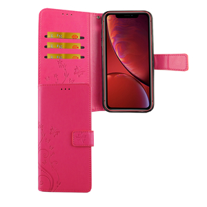 Apple iPhone XR Handy H�lle Schutz-Tasche Cover Flip-Case Kartenfach Pink