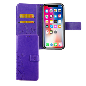 Apple iPhone XS Handy H�lle Schutz-Tasche Cover Flip-Case Kartenfach Violett