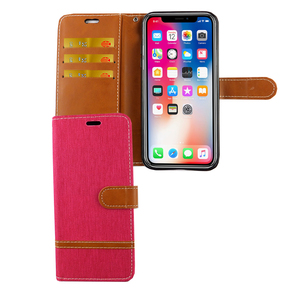 Apple iPhone XS Handy H�lle Schutz-Tasche Case Cover Kartenfach Etui Wallet Pink