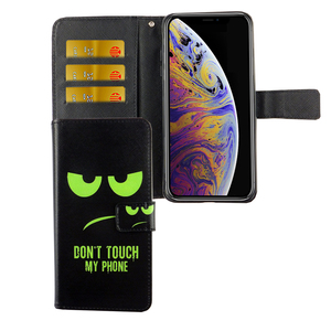 Apple iPhone XS Max Tasche Handy H�lle Schutz-Cover Flip-Case mit Kartenfach  Dont touch my phone