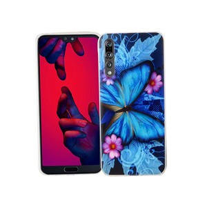 Huawei P20 Pro Handy Hlle Schutz-Case Cover Bumper Schmetterling Blau
