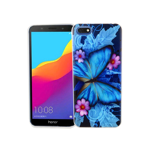 Huawei Honor 7s Handy Hlle Schutz-Case Cover Bumper Schmetterling Blau