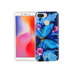 Xiaomi Redmi 6A Handy Hlle Schutz-Case Cover Bumper Schmetterling Blau