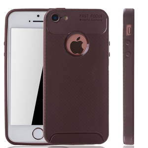Apple iPhone 5 / 5s / SE Handyh�lle Schutzcase Carbon Optik Bumper Braun