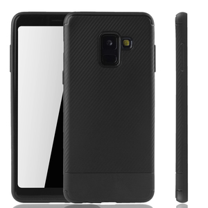 Samsung Galaxy A8 Plus 2018 Handyh�lle Schutzcase Carbon Optik Bumper Schwarz