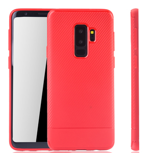 Samsung Galaxy S9 Plus Handyh�lle Schutzcase Carbon Optik Bumper Rot