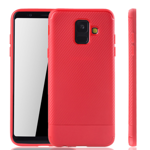 Samsung Galaxy A6 2018 Handyh�lle Schutzcase Carbon Optik Bumper Rot
