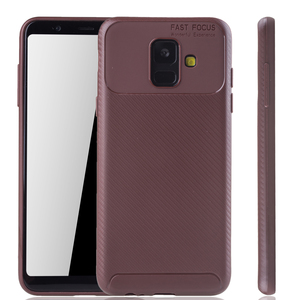 Samsung Galaxy A6 2018 Handyh�lle Schutzcase Carbon Optik Bumper Braun