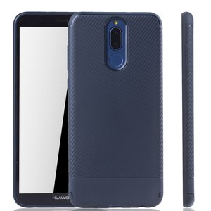 Huawei Mate 10 Lite Handyh�lle Schutzcase Carbon Optik Bumper Blau