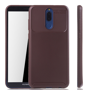 Huawei Mate 10 Lite Handyh�lle Schutzcase Carbon Optik Bumper Braun