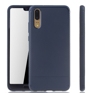 Huawei P20 Handyh�lle Schutzcase Carbon Optik Bumper Blau