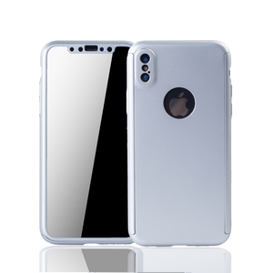 Handyh�lle Schutzh�lle f�r Apple iPhone XS Full Case Cover Displayschutz 360 Silber