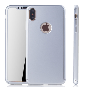 Handyh�lle Schutzh�lle f�r Apple iPhone XS Max Full Case Cover Displayschutz 360 Silber
