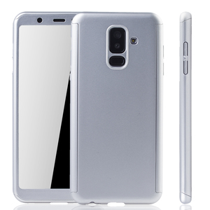 Handyh�lle Schutzh�lle f�r Samsung Galaxy A6 Plus (2018) Full Case Cover Displayschutz 360 Silber