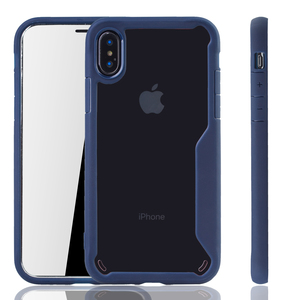 Blaue Premium Apple iPhone X / iPhone XS Hybrid-Editon Hlle | Untersttzt Kabelloses Laden | aus edlem Acryl mit weichem Silikonrand Blau