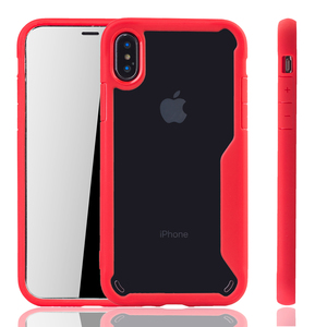 Rote Premium Apple iPhone X / iPhone XS Hybrid-Editon Hlle | Untersttzt Kabelloses Laden | aus edlem Acryl mit weichem Silikonrand Rot