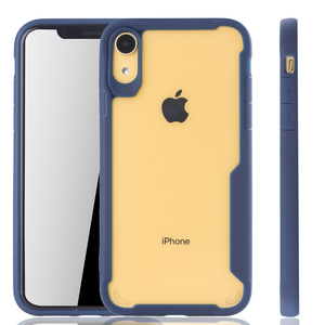 Blaue Premium Apple iPhone XR Hybrid-Editon Hlle | Untersttzt Kabelloses Laden | aus edlem Acryl mit weichem Silikonrand Blau