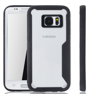 Schwarze Premium Samsung Galaxy S7 Edge Hybrid-Editon H�lle | Unterst�tzt Kabelloses Laden | aus edlem Acryl mit weichem Silikonrand Schwarz