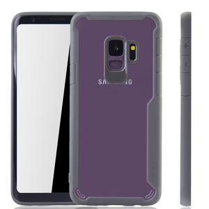 Graue Premium Samsung Galaxy S9 Hybrid-Editon H�lle | Unterst�tzt Kabelloses Laden | aus edlem Acryl mit weichem Silikonrand Grau