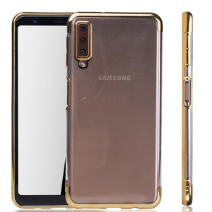 Handyhlle fr Samsung Galaxy A7 2018 Gold - Clear - TPU Silikon Case Backcover Schutzhlle in Transparent   Gold