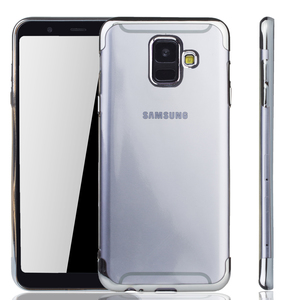 Handyhlle fr Samsung Galaxy A6 2018 Silber - Clear - TPU Silikon Case Backcover Schutzhlle in Transparent   Silber