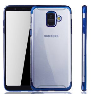 Handyhlle fr Samsung Galaxy A6 2018 Blau - Clear - TPU Silikon Case Backcover Schutzhlle in Transparent   Blau