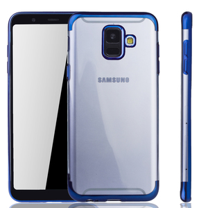 Handyh�lle f�r Samsung Galaxy A6 2018 Blau - Clear - TPU Silikon Case Backcover Schutzh�lle in Transparent   Blau