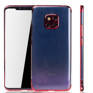 Handyh�lle f�r Huawei Mate 20 Pro Rot - Clear - TPU Silikon Case Backcover Schutzh�lle in Transparent   Rot